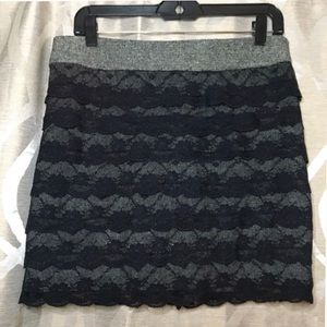F1 Black Lace Tiered Tweed Mini Skirt